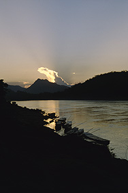 Sonnenuntergang am Mekong in Luangprabang